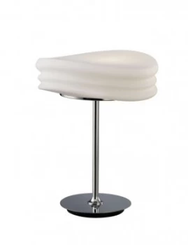 Table Lamp 2 Light E27 Medium, Polished Chrome, Frosted White Glass