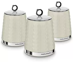 Morphy Richards Dimensions Set Of Three Storage Canisters ; Ivory Cream