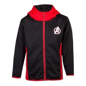 Marvel Comics - Avengers Logo Teq Kids Unisex Full Length Zipper Hoodie - Black/Red