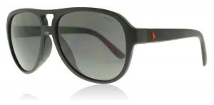 Polo PH4123 Sunglasses Matte Black Red Rubber 500187 58mm