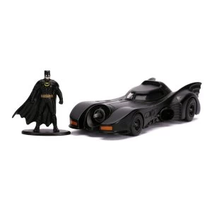 DC Comics - Batman 1989 Movie Batmobile Die-cast Vehicle and Metal Batman Mini Figure