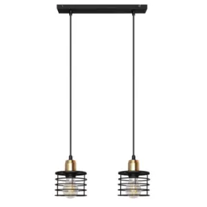 Edison Straight Bar Pendant Ceiling Light Black, Copper 40cm