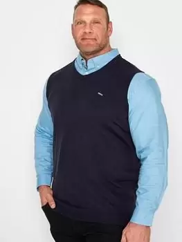 BadRhino Essential Sleeveless Knitted Jumper - Navy, Blue, Size L, Men