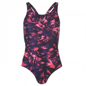 Speedo Allover Pattern Racerback Swimsuit Ladies - Blk/Jewel Pink