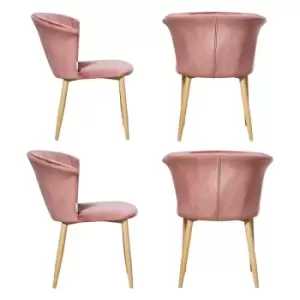 Elsa Velvet Upholstered Dining Chair Set of 4 - Pink - Pink