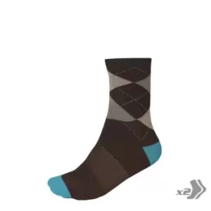 Endura Argyl Sock (Twin Pack) - Blue