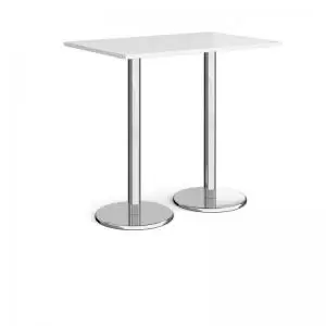 Pisa rectangular poseur table with round chrome bases 1200mm x 800mm -
