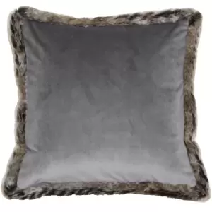 Kiruna Faux Fur Trim Cushion Grey / 45 x 45cm / Cover Only
