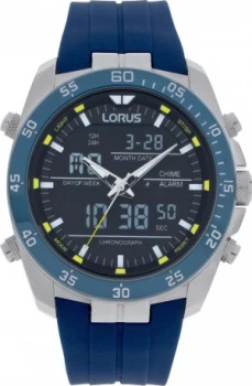 Lorus Mens Blue Silicon Strap Chronograph Watch