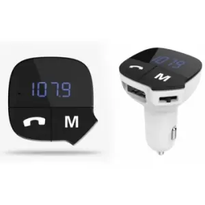 Aquarius Bluetooth Car Adapter FM Transmitter Hands-free Calling,Car Kit - White