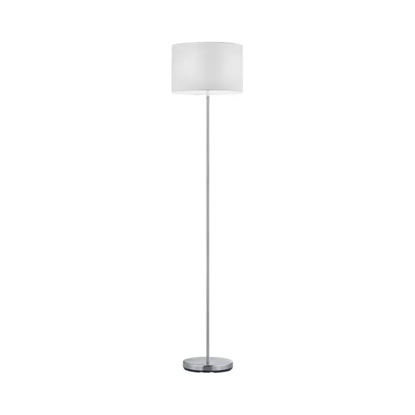 Hotel Modern Floor Lamp with Shade Nickel Matt with Footswitch with White Shade