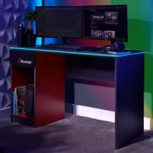 X Rocker Carbon-Tek Desk with Wireless Charging and LED Lights, Grey