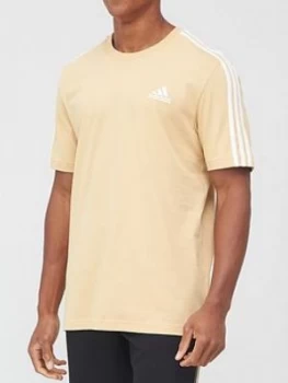 adidas 3-Stripe T-Shirt - Beige, Size S, Men