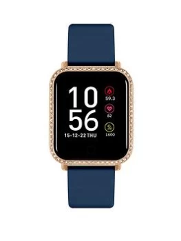 Reflex Active Series 6 Smartwatch With Colour Touch Screen & Stone Set Case with Up To 7 Day Battery Life, Navy, Women