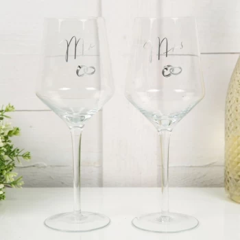 AMORE BY JULIANA Luxury Wine Glass Set - Mr & Mrs