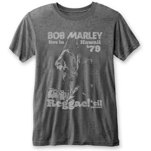 Bob Marley - Hawaii Unisex Large T-Shirt - Grey