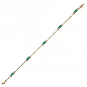 9ct Emerald Bagette Tennis Barcelet Yellow Gold Bracelet GB492G
