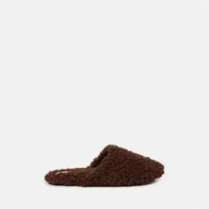 Missguided Borg Mule Slippers - Brown
