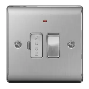 BG Nexus Metal Brushed Steel Fused Spur with Power Indicator Switch 13A - NBS52