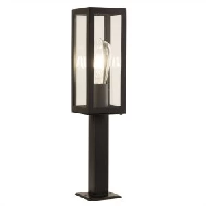 1 Light Outdoor Short Bollard Light Black with Clear Glass IP44, E27