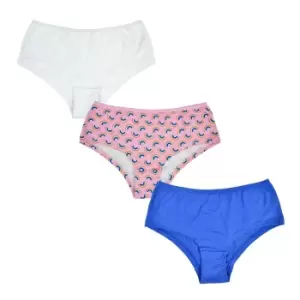 Tom Franks Girls Brief Shorts (Pack Of 3) (10-11 Years) (White/Navy/Pink)
