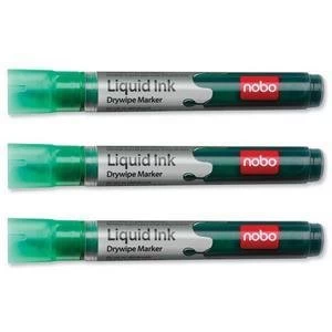 Nobo Liquid Ink Drywipe Market Green Pack of 12 Markers for Drywipe Boards
