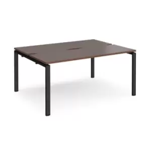 Bench Desk 2 Person Starter Rectangular Desks 1600mm Walnut Tops With Black Frames 1200mm Depth Adapt