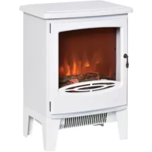 Freestanding Electric Fireplace Stove Heater with Realistic Flame Effect White - White - Homcom