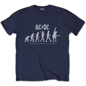 AC/DC - Evolution of Rock Unisex Small T-Shirt - Blue