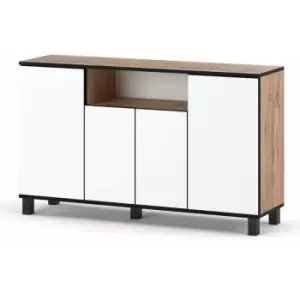 Best4D Cabinet Storage Dresser 140x80x35cm with White Mat Front - Body Colour Oak Votan