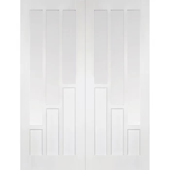 LPD Coventry Panel White Primed Glazed Internal Door Pair - 1981mm x 1066mm (78 inch x 42 inch)