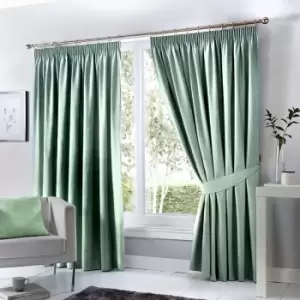 Fusion Dijon Blackout Pencil Pleat Lined Curtains, Duck Egg, 66 x 72 Inch