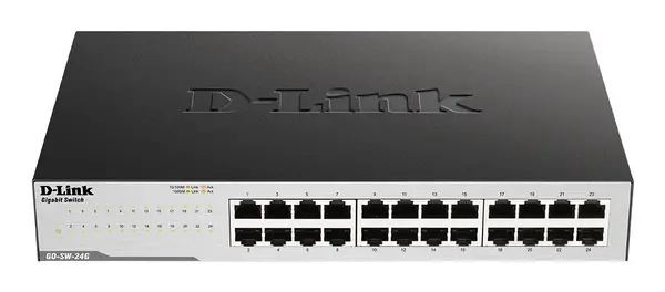 D-Link (GO-SW-24G/E) D-Link GO-SW-24G Unmanaged L2 Gigabit Ethernet (10/100/1000) 1U Black