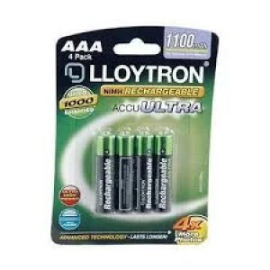 Lloytron B1004Rechargeable Accuultra AAA Ni-MH Batteries 1100mAh 4 Pack