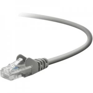 Belkin RJ45 Network cable, patch cable CAT 5e U/UTP 30.00 m Grey incl. detent