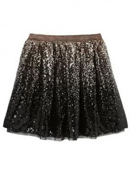 Mintie By Mint Velvet Girls Ombre Sequined Skirt - Dark Gold