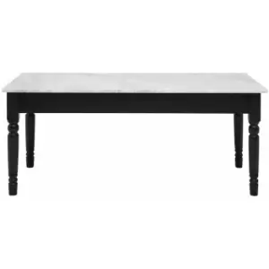 Coffee Table White Marble Top with Black Frame Modern Coffee Table for Living Room Black Coffee Tables Living Room Pieces w110 x d55 x h45cm