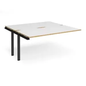 Bench Desk Add On Rectangular Desk 1600mm With Sliding Tops White/Oak Tops With Black Frames 1600mm Depth Adapt