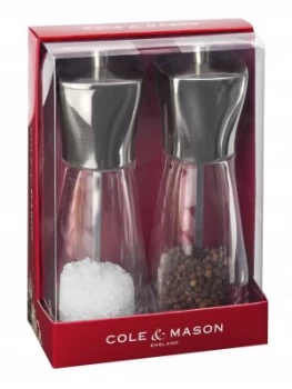Cole and Mason Rye Stainless Steel Top Salt and Pepper Mills