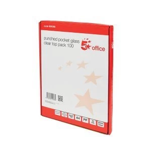 5 Star Office A4 Punched Pocket Polypropylene Top Opening 70 Micron Glass Clear Pack of 100