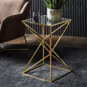 Gallery Interiors Parma Gold Side Table / Tall
