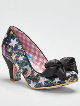 Irregular Choice Ban Joe Sequin Star Print Heeled Shoe - Black, Size 6, Women