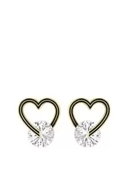 Jon Richard Gold Plated Jet Open Heart And Crystal Earrings, Gold, Women
