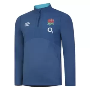 Umbro England Rugby Half Zip Hoodie Adults - Blue