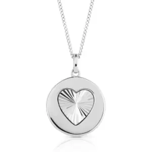 JG Fine Jewellery 9ct White Gold Diamond-Cut Heart Disc Necklace