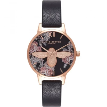 3D Bee Floral Rose Gold & Black Watch