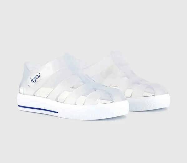 Igor Kids Clear White Star Summer Sandals, Perfect For The Hot Sand Or Poolside, Size: 9 Infant
