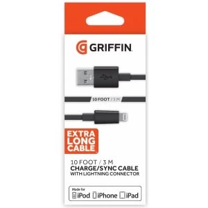 Griffin GC41317 ChargeSync Cable with Lightning Connector 3M 10ft Black