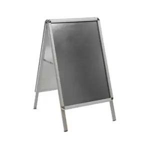 A1 Silver A-board pavement sign - double sided clip frame with anti-glare pvc cover