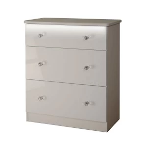 Zodian Ready Assembled Wide Chest of 3 Drawers - Grey